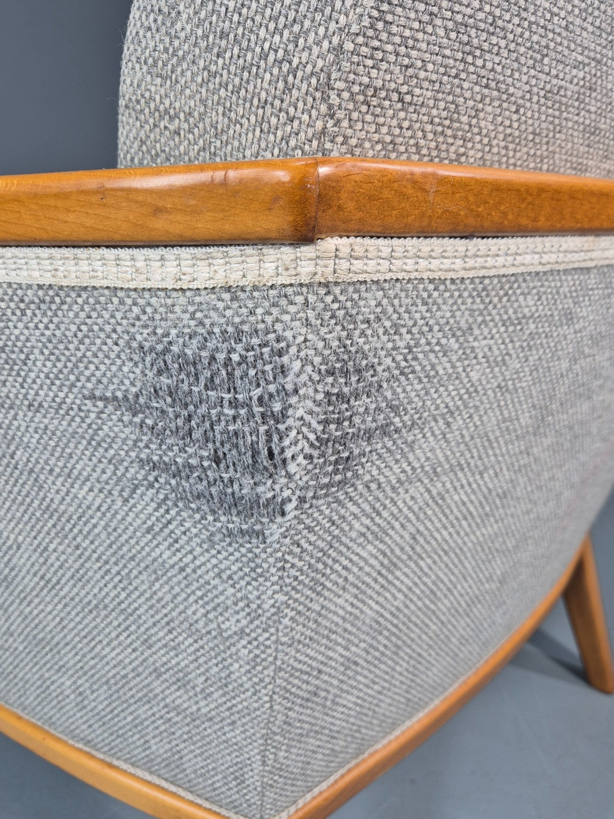 Vintage MIdcentury Lounge Chair 1950s Sweden Retro Grey Wool Beech EB11095 MNOR13