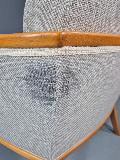 Vintage MIdcentury Lounge Chair 1950s Sweden Retro Grey Wool Beech EB11095 MNOR13