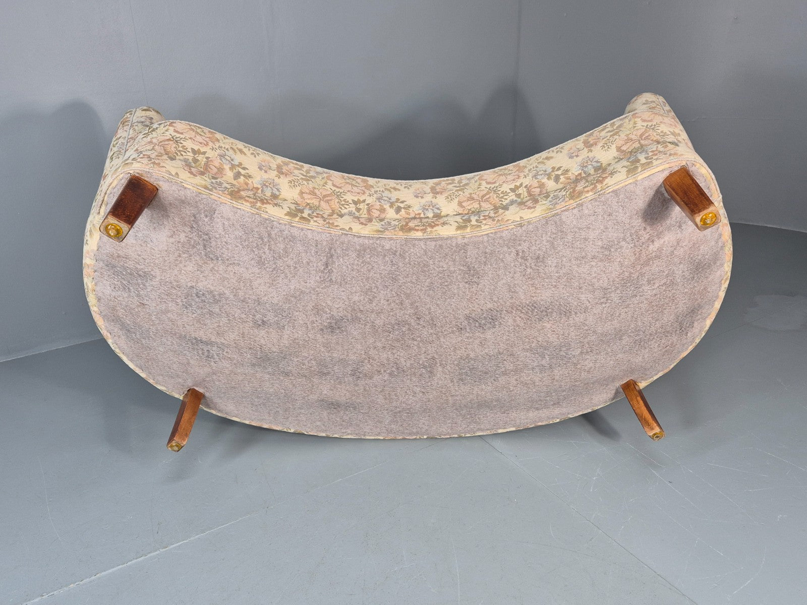 Vintage Two Seater Danish Curved Banana Sofa 1930s Art Deco Floral EB10795 V2SS10
