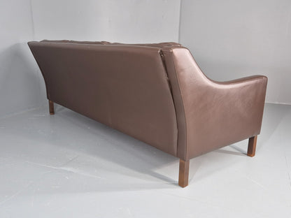 Vintage 3 Seat Leather Sofa 1970s Danish Brown Mid Century Retro EB10519 M3SS19