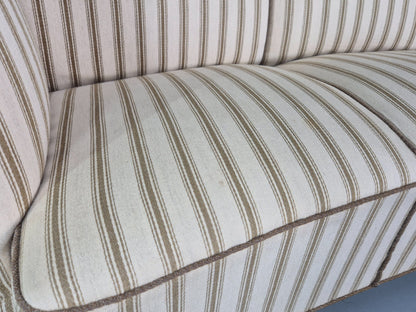 Three Seater Art Deco Curved Sofa 1930s Vintage Cream Green Wool  EB10799 V3SS6