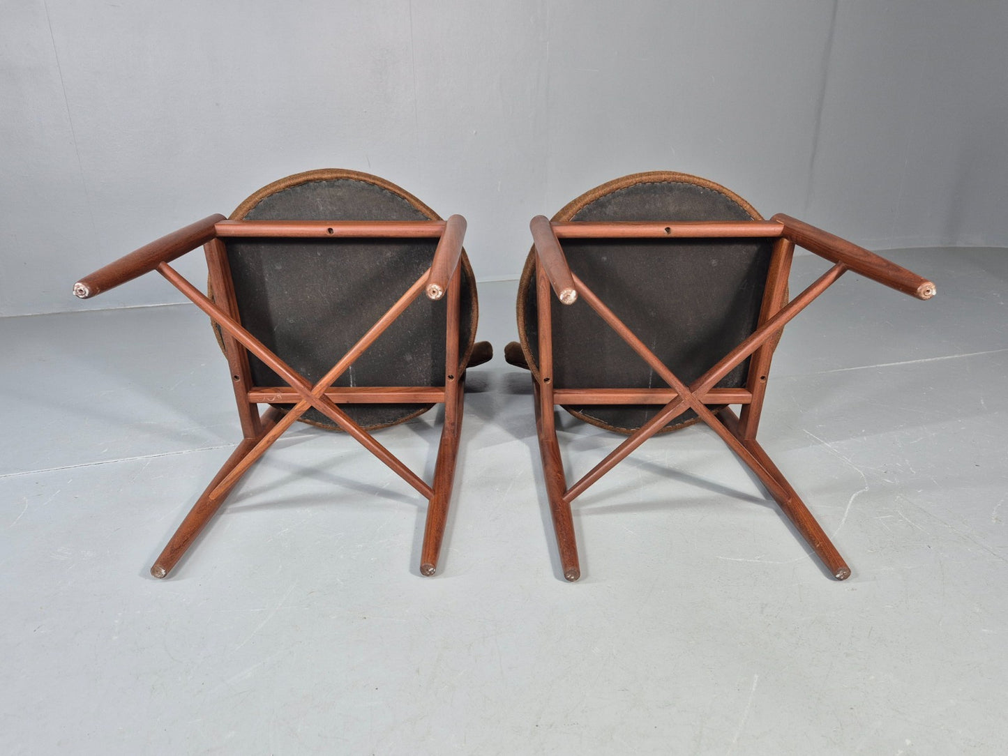 6 G Plan Round Seat Dining Chairs 1970s Retro MCM Original Fabric EB11613 MDIN11