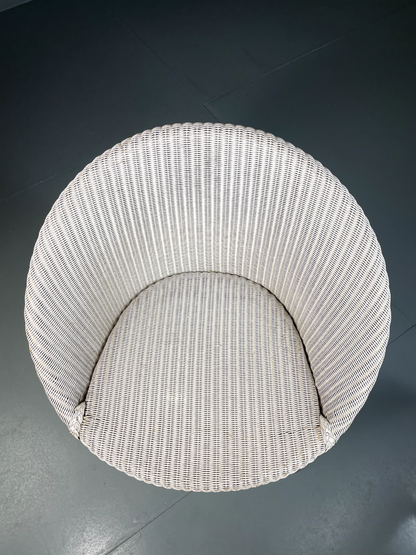 Vintage Lloyd Loom Chair White Circular Retro MCM EB5270 VBER15