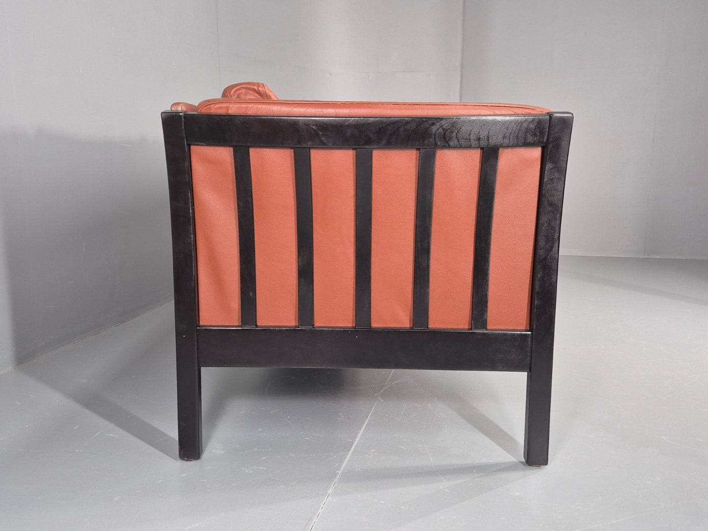 Vintage 3 Seat Sofa Reddy Brown Leather Stouby Denmark 1980s Retro EB10538 M3SS12