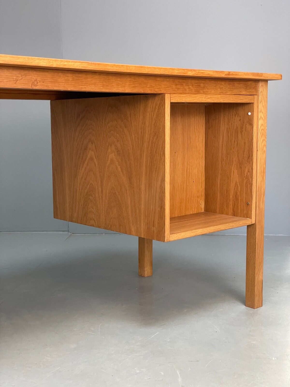 Vintage Danish Oak Desk Teak Handles With Drawers And Storage EB8722 MWOO - UKDK FURNITURE