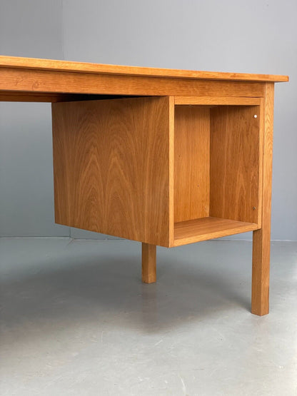 Vintage Danish Oak Desk Teak Handles With Drawers And Storage EB8722 MWOO - UKDK FURNITURE