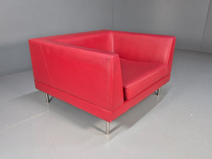 Vintage Red Vinyl Modern Design Lounge Chair Modus Brand Retro Style EB9409 MNOR - UKDK FURNITURE