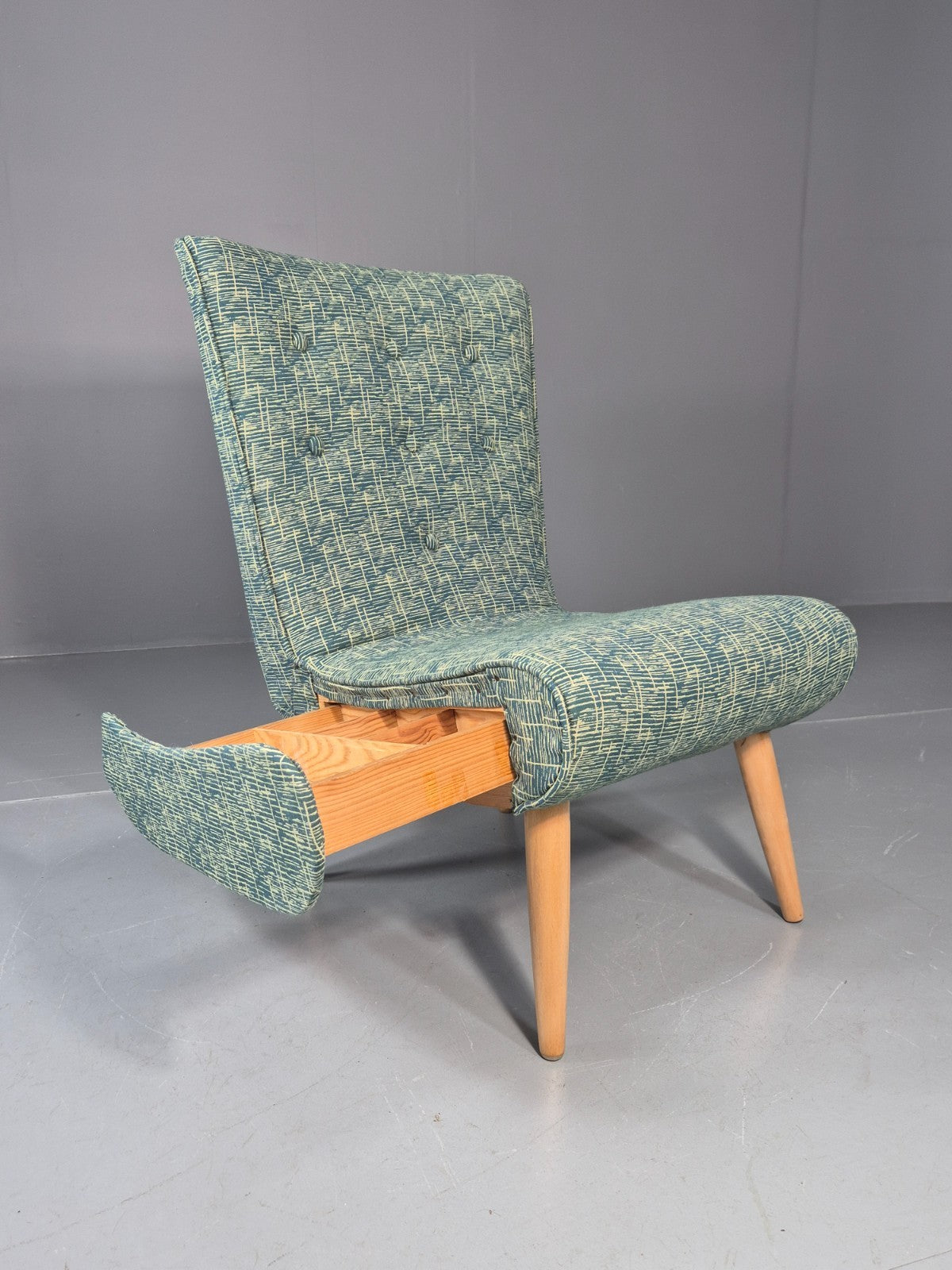 Vintage Swedish Retro Chair Newly Upholstered Hobby Chair Drawer EB11084 MNOR7