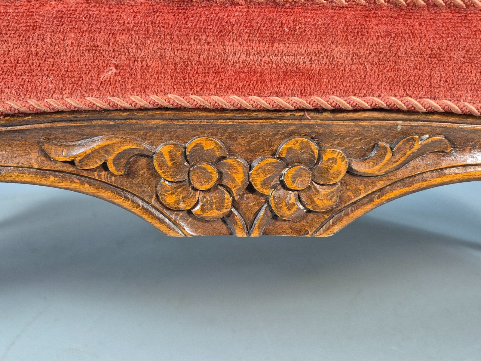 Vintage 2 Seater Sofa French Style Orange Velour Carved Beech Frame EB9566 V2SS - UKDK FURNITURE