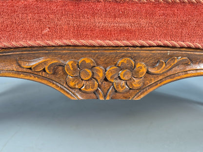 Vintage 2 Seater Sofa French Style Orange Velour Carved Beech Frame EB9566 V2SS - UKDK FURNITURE