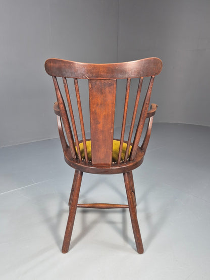 Edwardian Penny Seated Elbow Chair Mahogany Frame green Velour 1900 EB10612 VWOO7