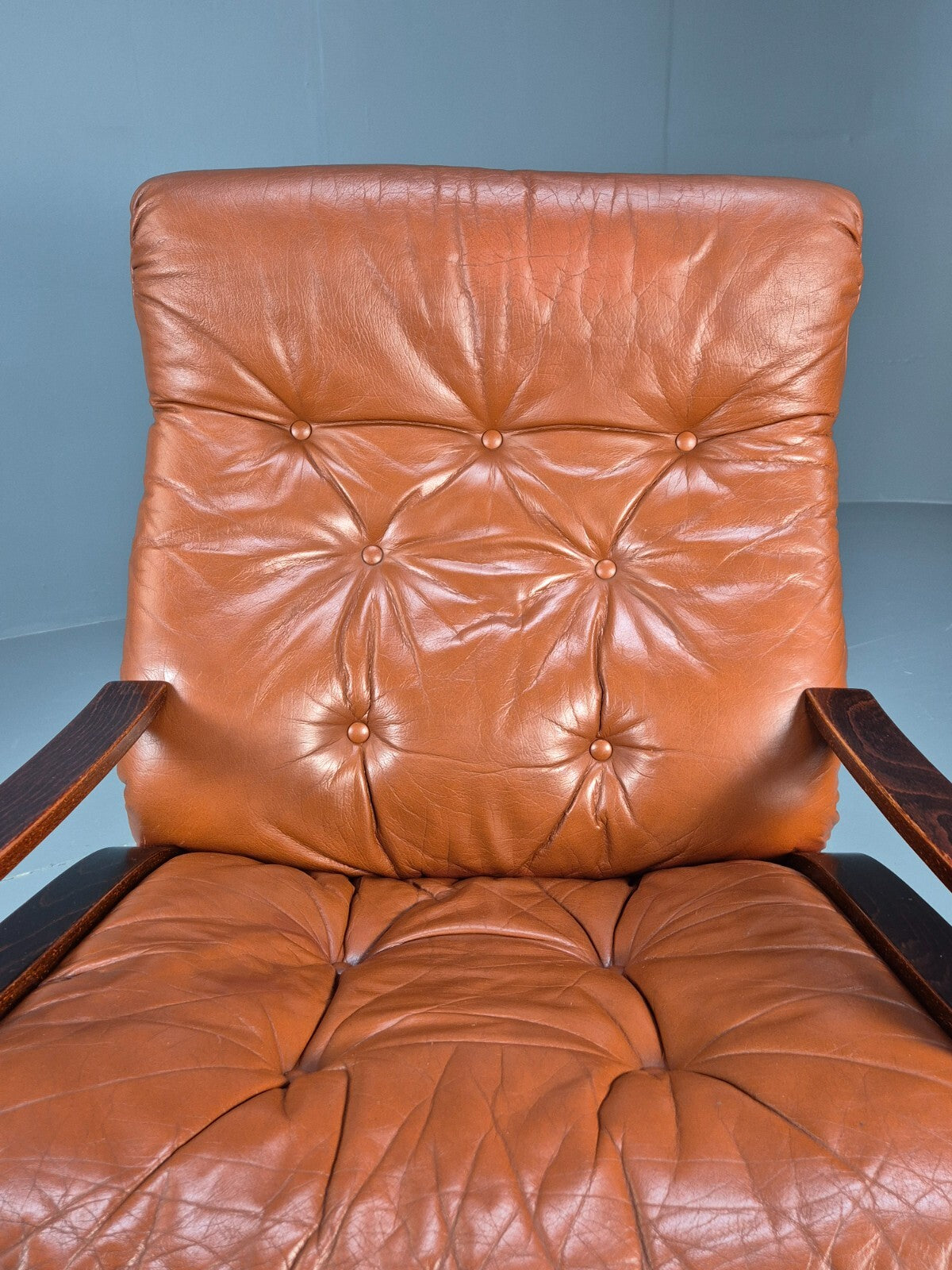 Vintage Danish Leather Tan Lounge Chair Skyline Hove MCM Retro 1970s EB9274 MBEN - UKDK FURNITURE