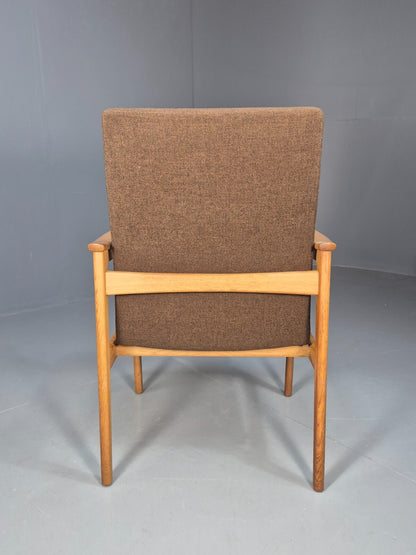 Vintage Danish Elbow Chair Green Wool Oak Frame Hong Stolefabrik MCM EB8485 MDIN - UKDK FURNITURE