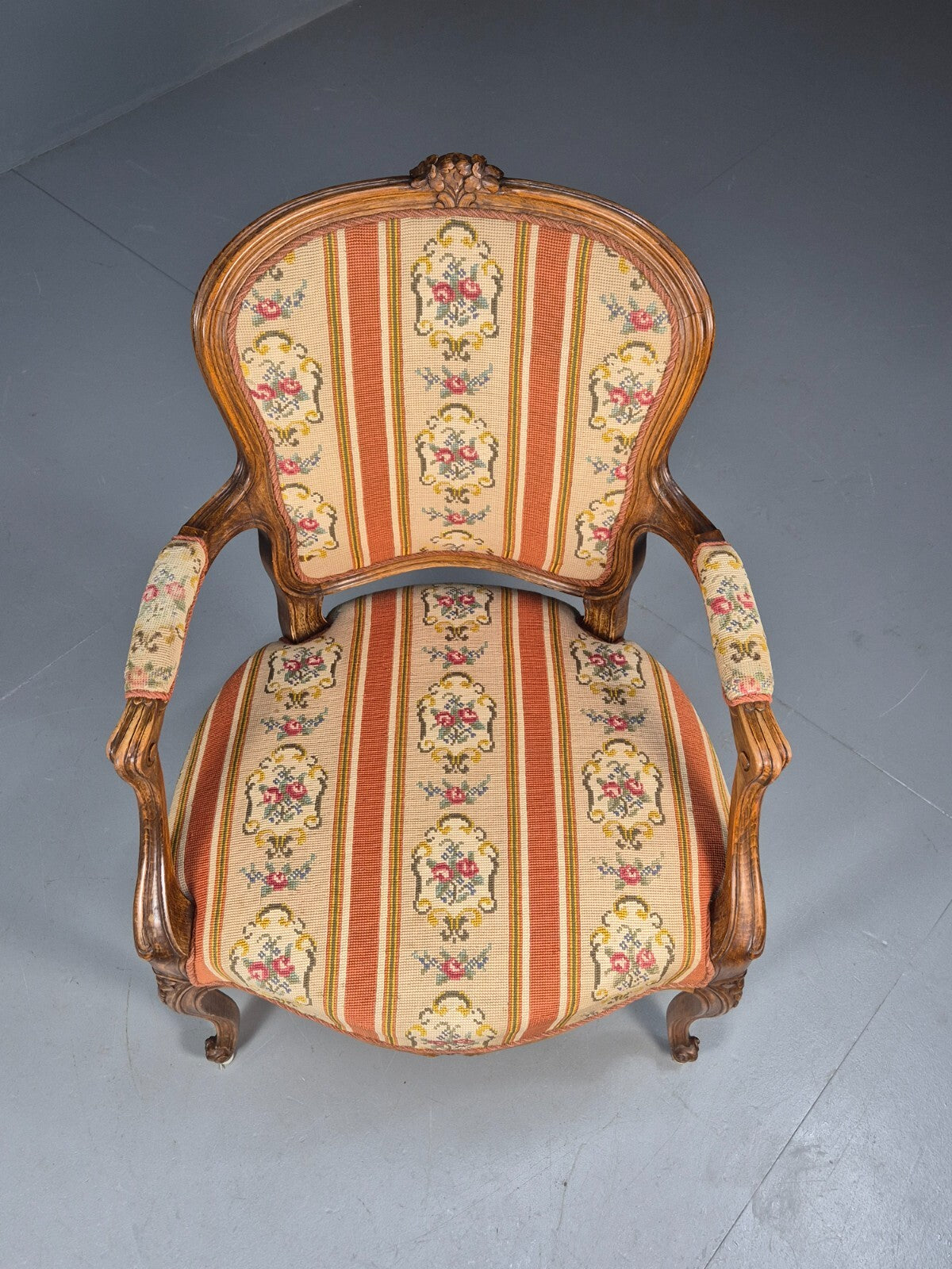 Vintage Danish Armchair in French Rococo Style Floral 1960s EB9618 VCAR - UKDK FURNITURE
