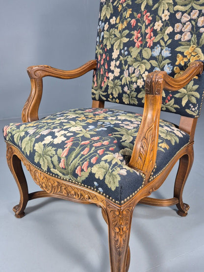 Vintage Danish Lounge Blue Floral Oak 17th Century Style EB8994 VCLO - UKDK FURNITURE