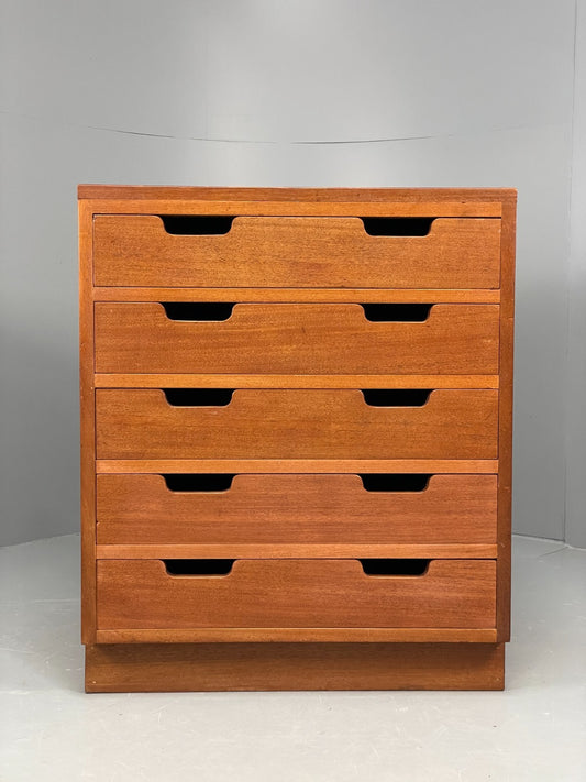 Vintage Chest Of Drawers 1950s Chunky Solid Mahogany Mid Century EB11559 MWOO1