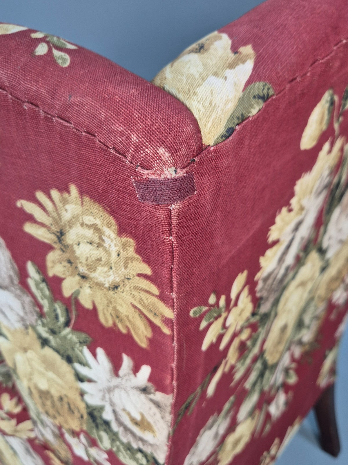 Vintage Danish Lounge Chair Wingback Floral Cotton Print 1950s Retro EB9540 MNOR - UKDK FURNITURE