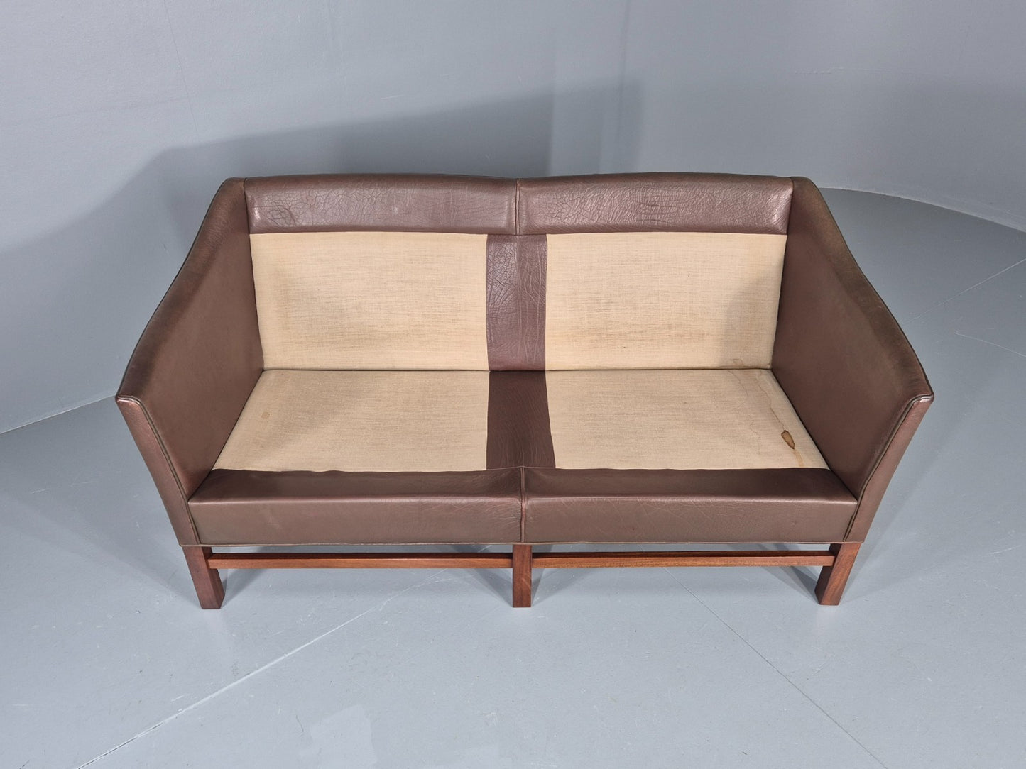 Vintage Danish 2 Seat Sofa Gunnar Grandt Design Brown Buffalo Hide EB9905 M2SS7