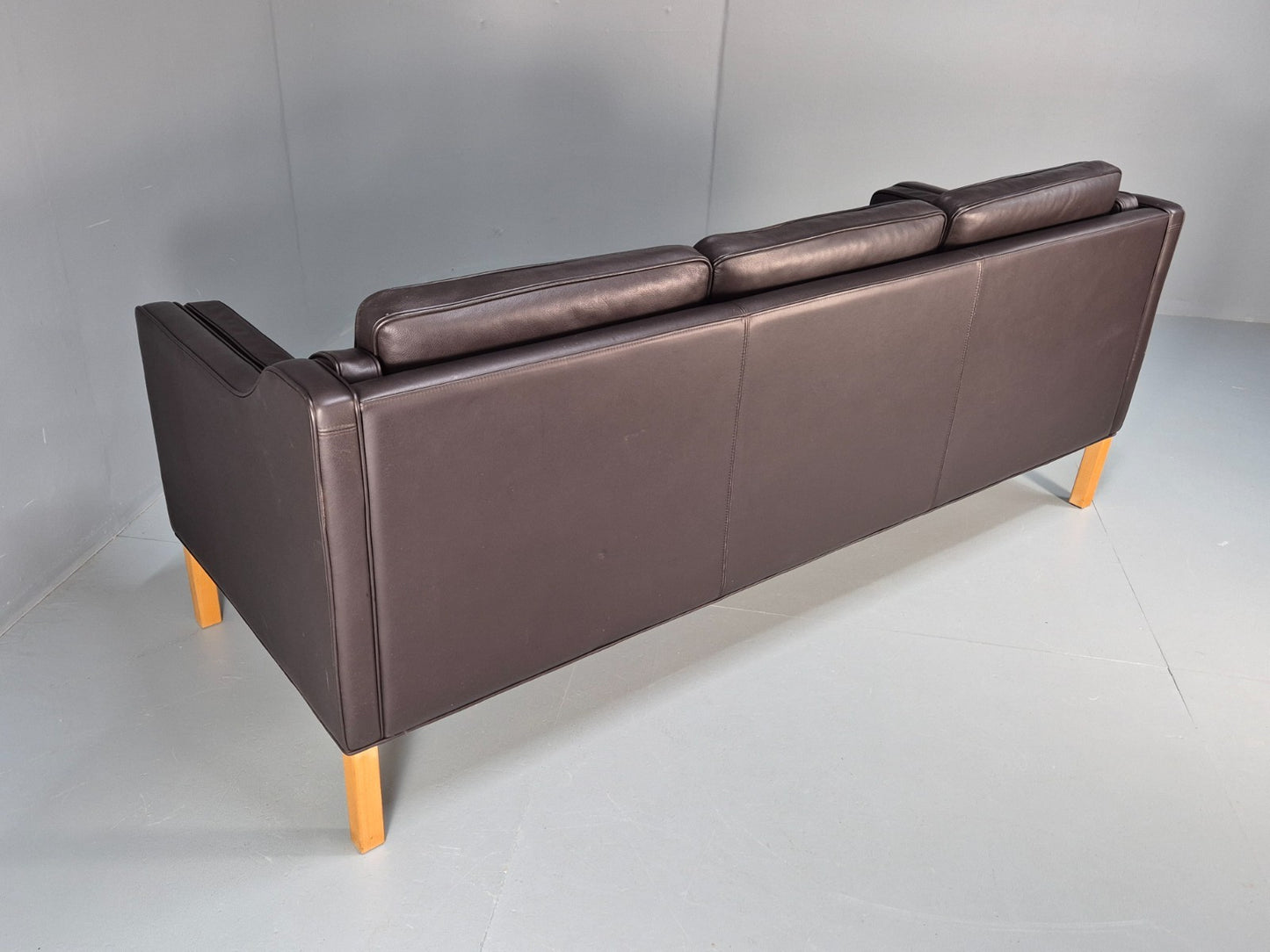 Vintage Danish 3 Seat Sofa Dark Brown Leather 1970s Retro MCM EB10071 M3SS16