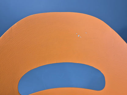 2 Vintage Retro Curved Plywood Chairs Orange 1970s Holdaway Style EB10929 MNOR9
