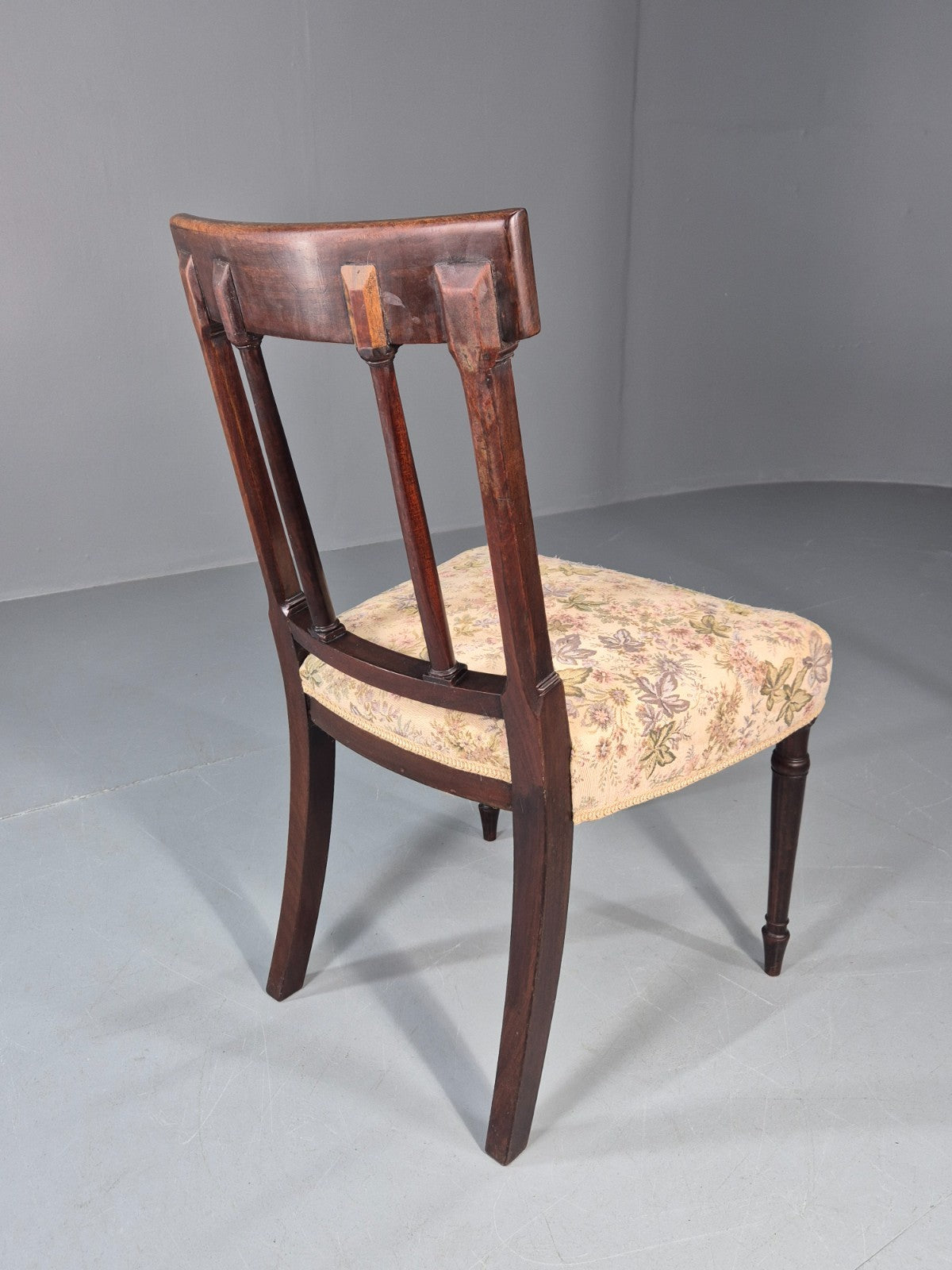 Antique Empire Dining Chair Mahogany Frame Pillared Slats Floral   EB11223 VDIN6
