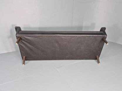 Vintage 1960s 3 Seat Sofa Danish Mid Century Design Black Leather EB10068 M3SS9