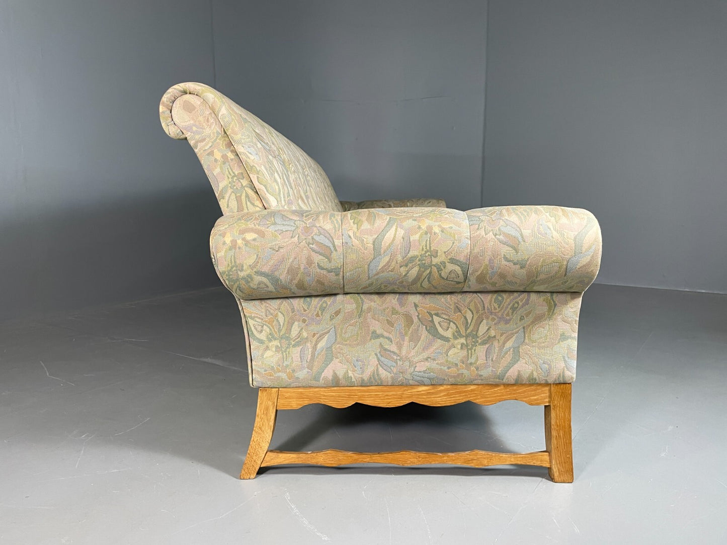 Danish 3 Seater Sofa Oak Frame Floral Kjaernulf 1970s Vintage Retro V3SS EB67489