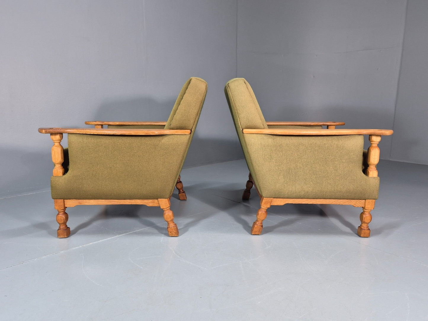2 Kjaernulf Lounge Chairs Retro 1970s Green Light Oak Retro EB10750 VCLO14