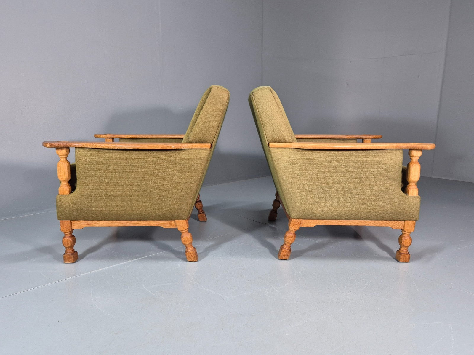 2 Kjaernulf Lounge Chairs Retro 1970s Green Light Oak Retro EB10750 VCLO14