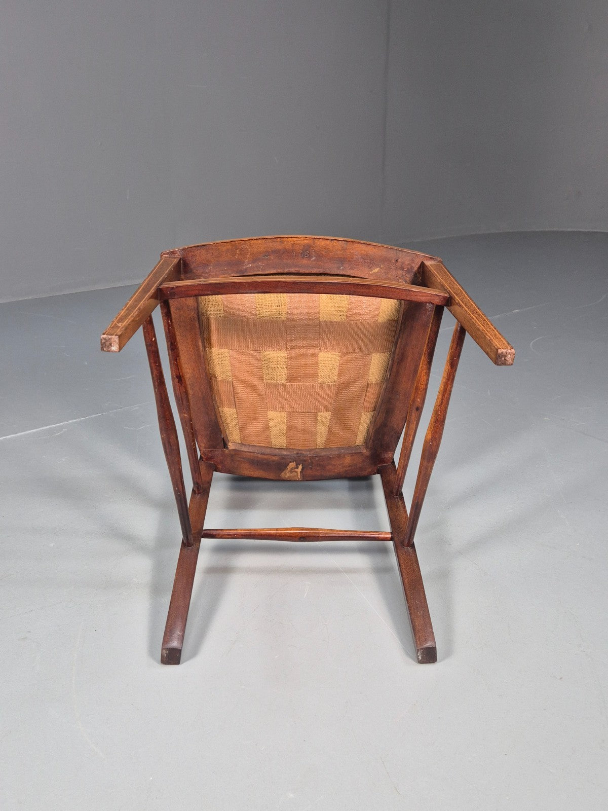 Antique Edwardian Dining Chair Mahogany Inlay Gold Upholstery  EB10716 VDIN4