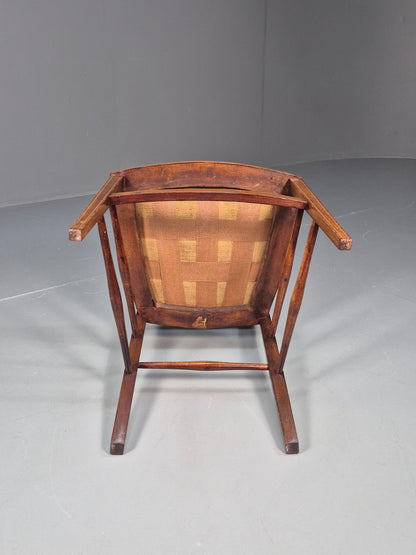 Antique Edwardian Dining Chair Mahogany Inlay Gold Upholstery  EB10716 VDIN4