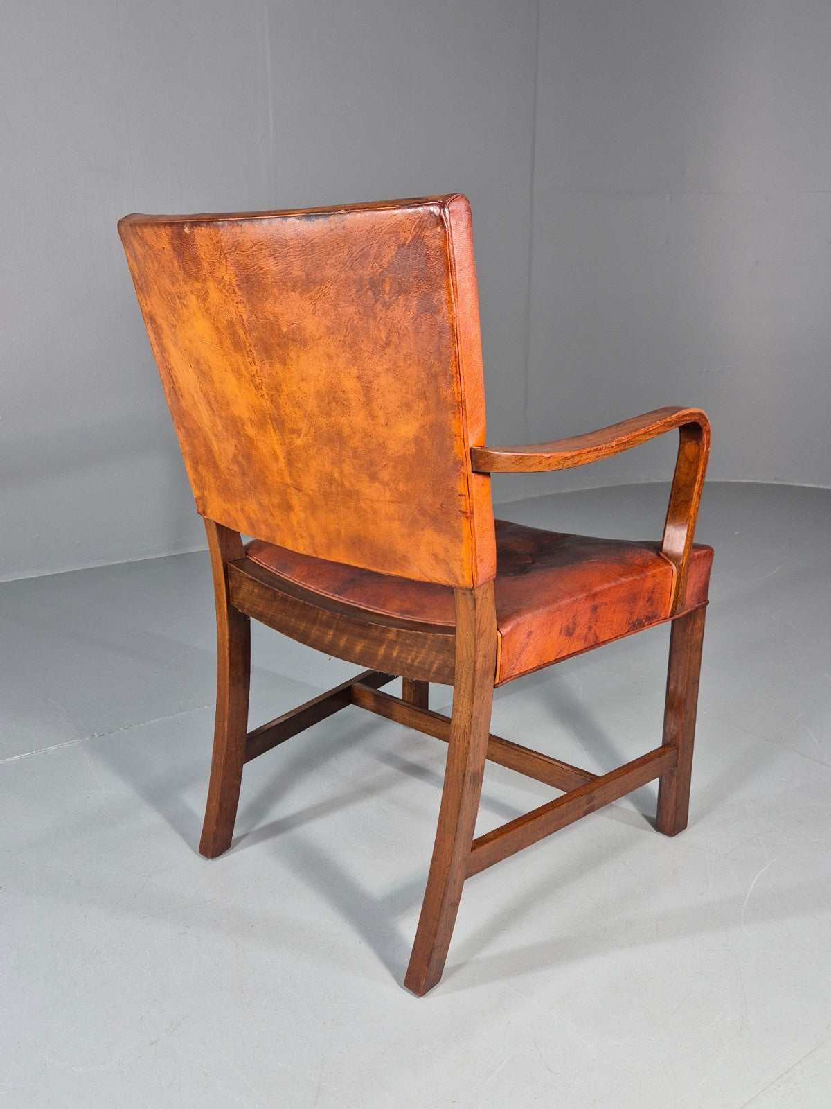 Danish Desk Chair 1930s Vintage Leather and Teak Kaare Klint Style EB10769 VLEA7