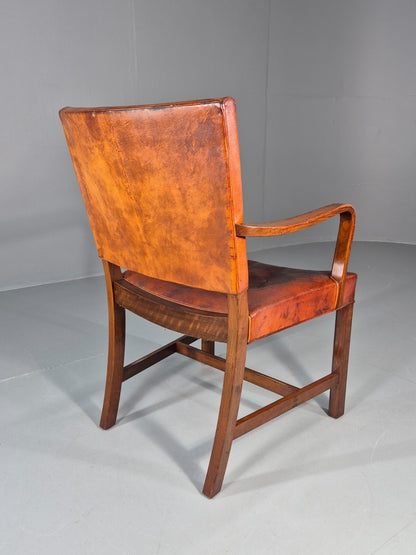 Danish Desk Chair 1930s Vintage Leather and Teak Kaare Klint Style EB10769 VLEA7