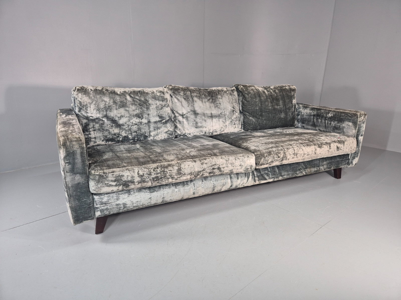 Huge 4 Seater Settee Turquoise Velvet ex Hotel Modern Design Retro EB11608 M4SS0