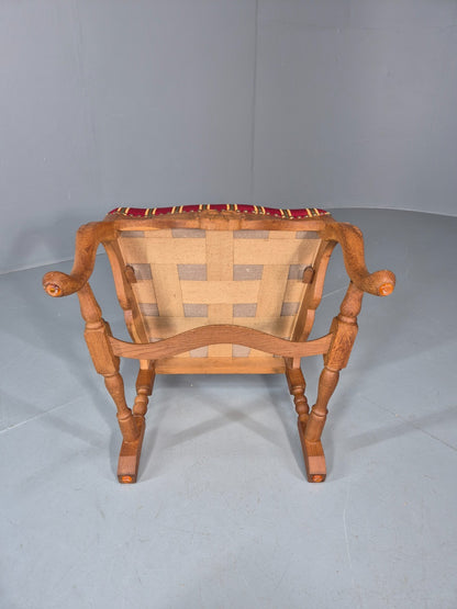 Antique Rococo Revival Oak Chair Danish 1880 Splat Back Shell Motif EB10887 VDIN8