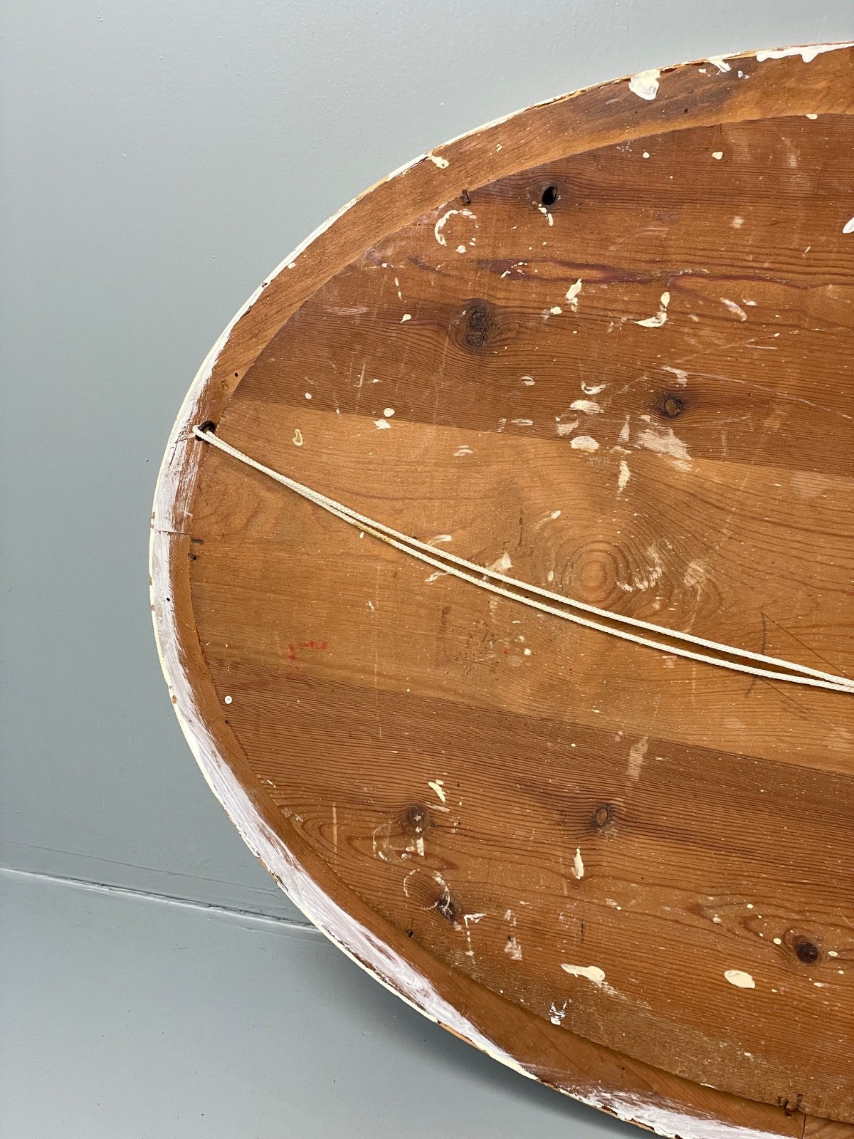 Antique Oval Wall Mirror White & Gold Painted Bevelled Patina EB11051 MWOO12