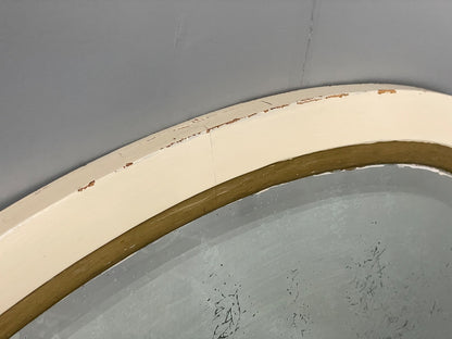 Antique Oval Wall Mirror White & Gold Painted Bevelled Patina EB11051 MWOO6