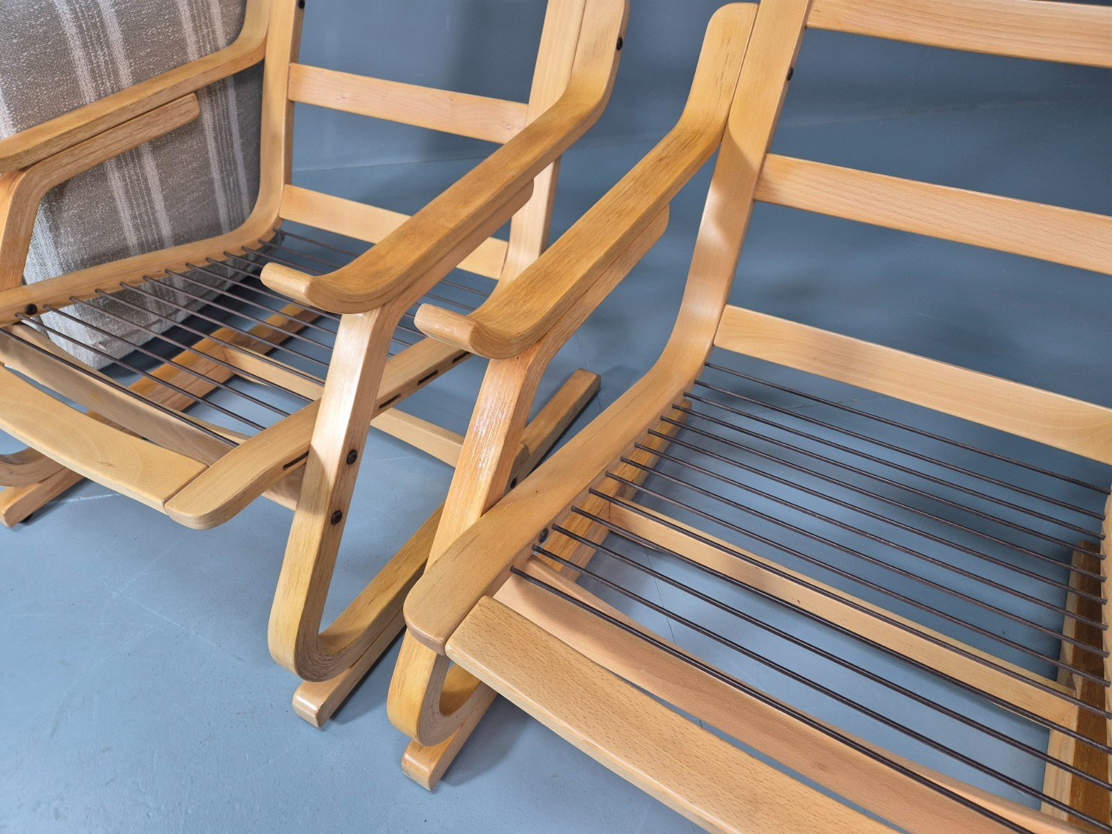 2 Mid Century Lounge Chairs New Upholstery Bentwood Vintage Danish EB10317 MBEN5