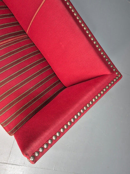 Vintage Danish 2 Seat Sofa Red Wool Oak Bun Feet Antique 1920s EB8940 M2SS - UKDK FURNITURE