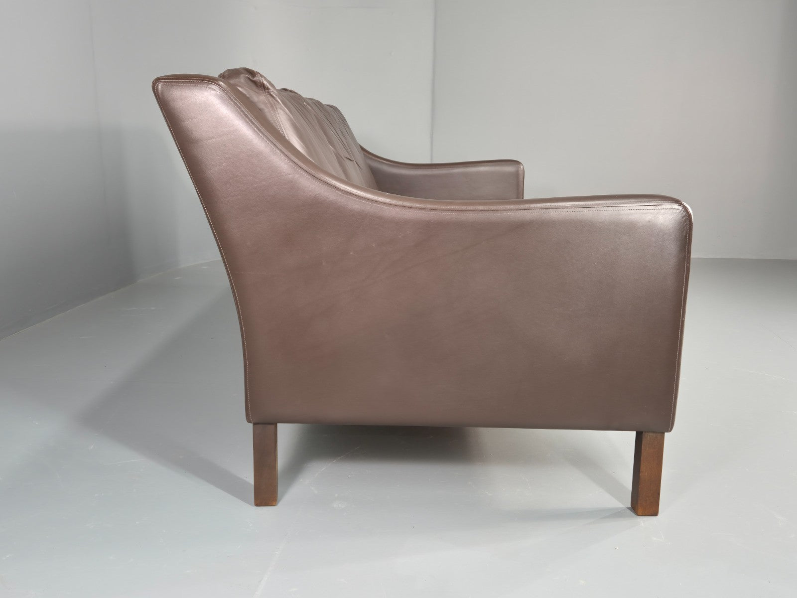 Vintage 3 Seat Leather Sofa 1970s Danish Brown Mid Century Retro EB10519 M3SS16