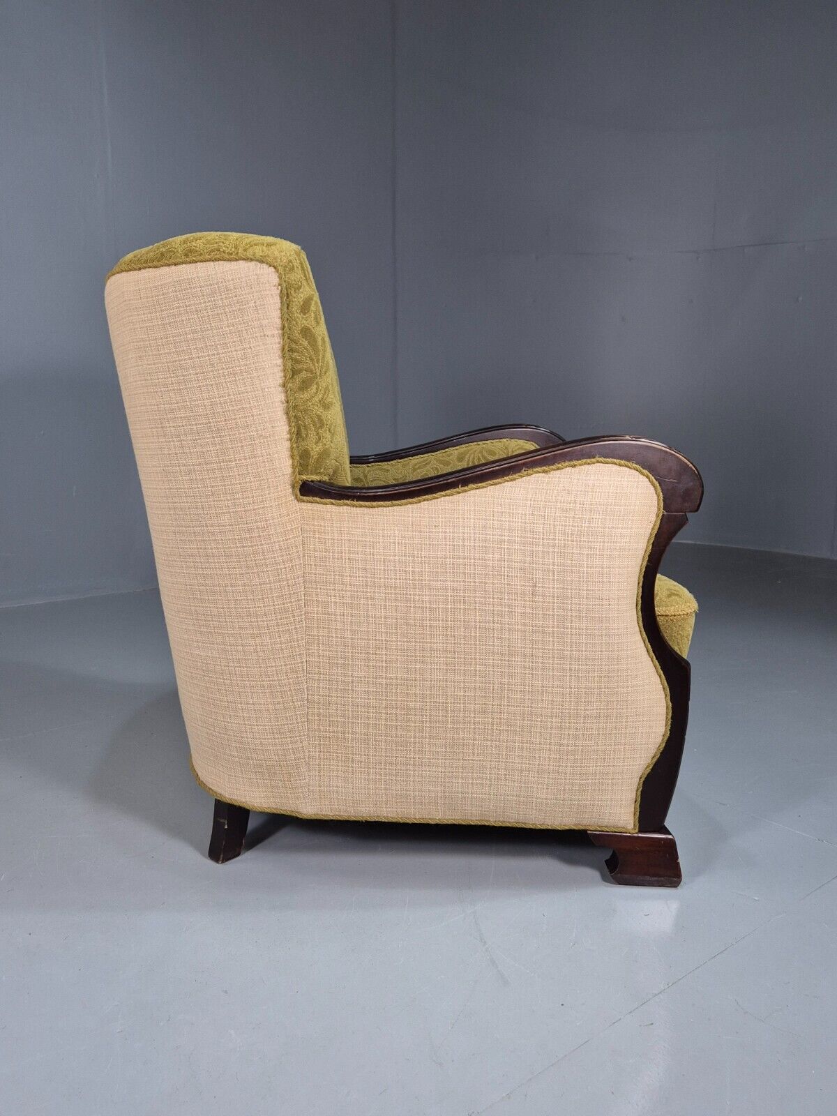 Vintage Danish Lounge Chairs Green and Cream Shell Back 1940s Deco EB7658 VCLO - UKDK FURNITURE