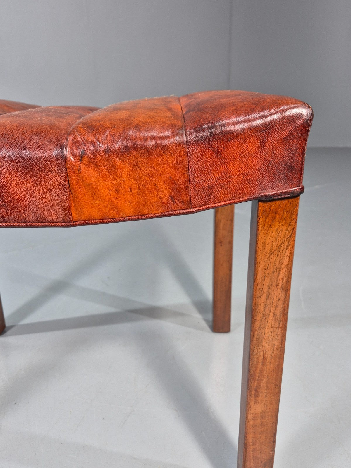 1950s Danish Leather Footstool Mid Century Kaare Klint Style  EB10995 MFOO7