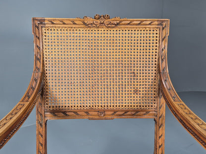 2 Vintage Danish Lounge Chairs Rattan Walnut Louis XVI Style Antique EB8995 VBER - UKDK FURNITURE