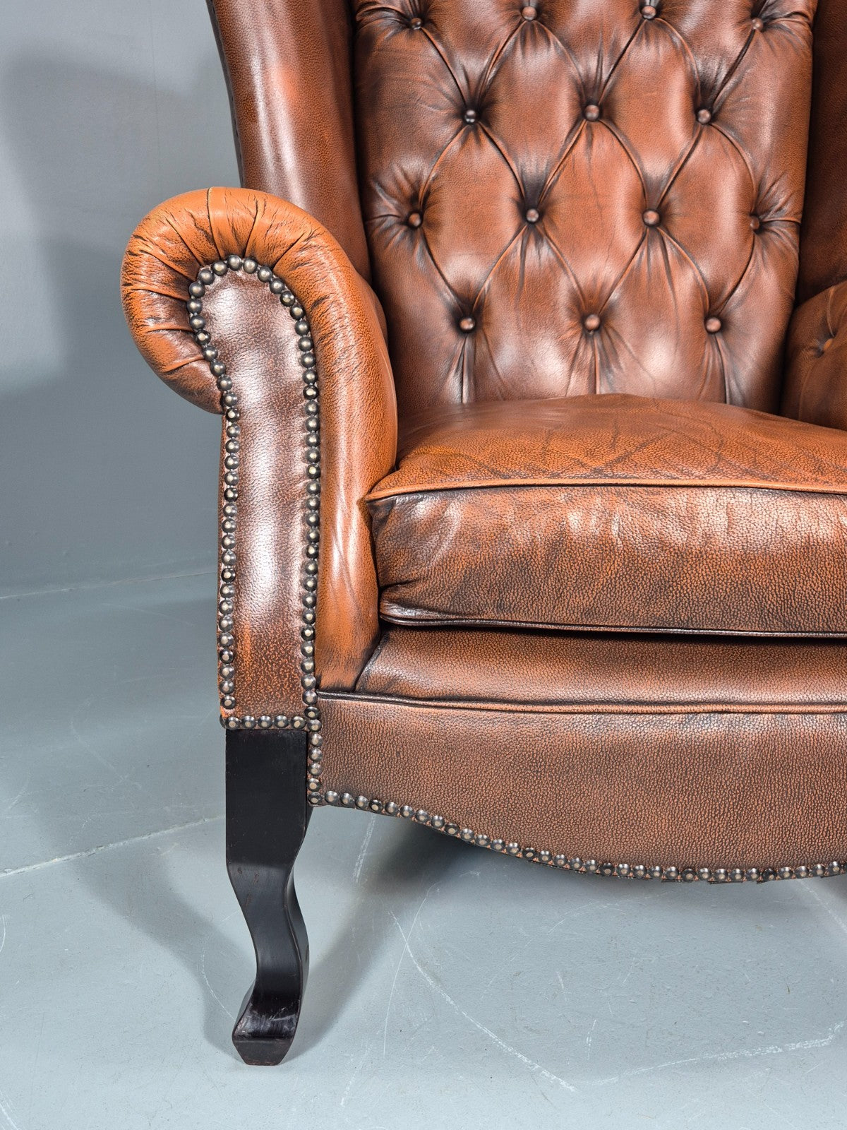 Vintage Leather Wing Back Club Chair  Denmark Chesterfield Style  EB10732 VLEA20