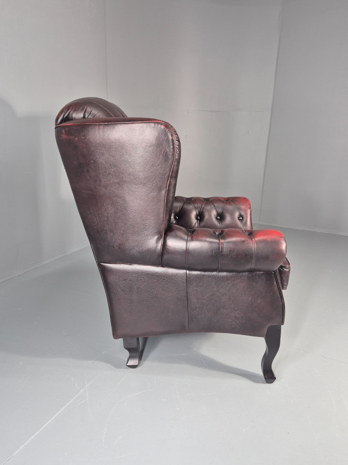 Vintage Queen Anne Wing Back Leather Danish Retro Chesterfield EB11376 VLEA9