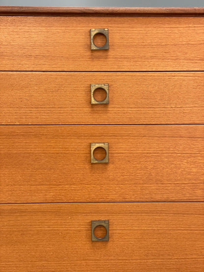 G Plan Teak Chest Of Drawers Vintage 1970s Brass Handles Felt Lined EB9762 MWOO - UKDK FURNITURE