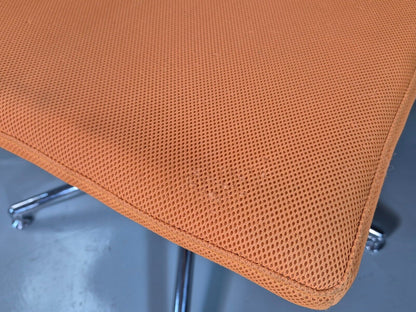 Vintage Danish Swivel Chair and Footstool Orange Chrome Retro 1980s EB7357 MSWI - UKDK FURNITURE