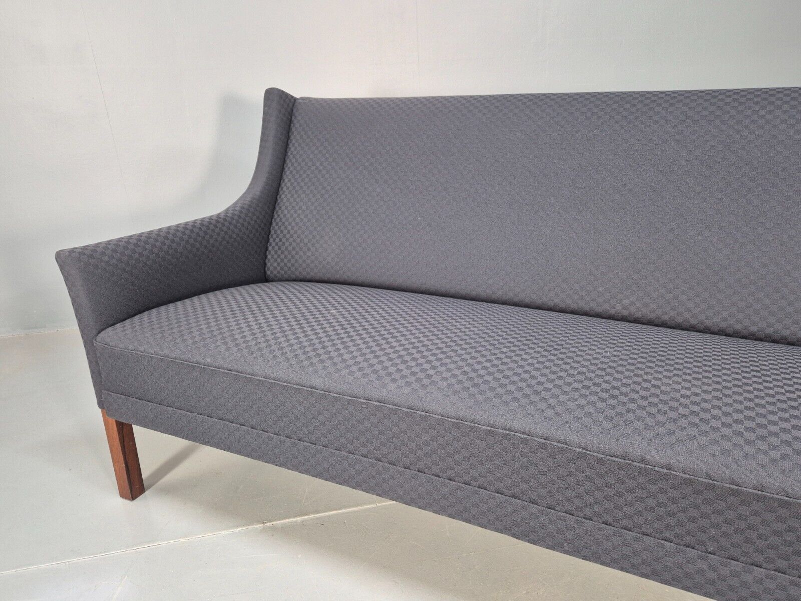 Vintage Danish 3 Seat Sofa Blue Check Cotton Mogensen MCM 1960s EB8589 M3SS - UKDK FURNITURE
