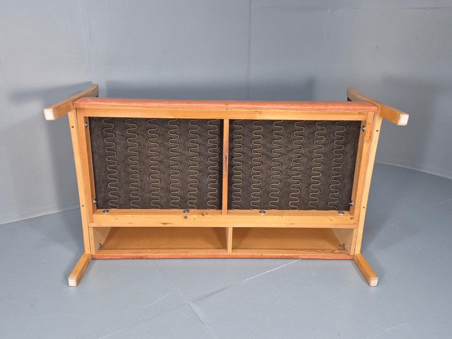 Mid Century Stouby Two Seater Settee Beech Ends Retro 1970s EB10097 M2SS10