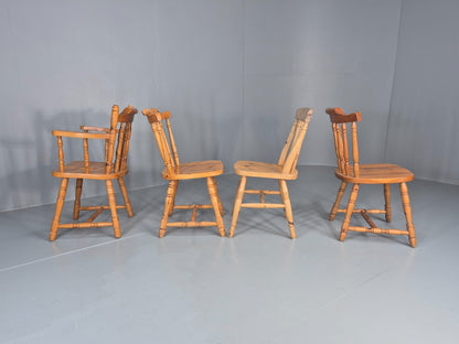 Harlequin set of 4 Vintage Pine Dining Chairs 1980s Retro EB11744 VDIN7